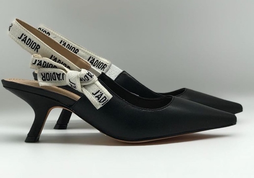 Женские туфли Christian Dior черные кожаные