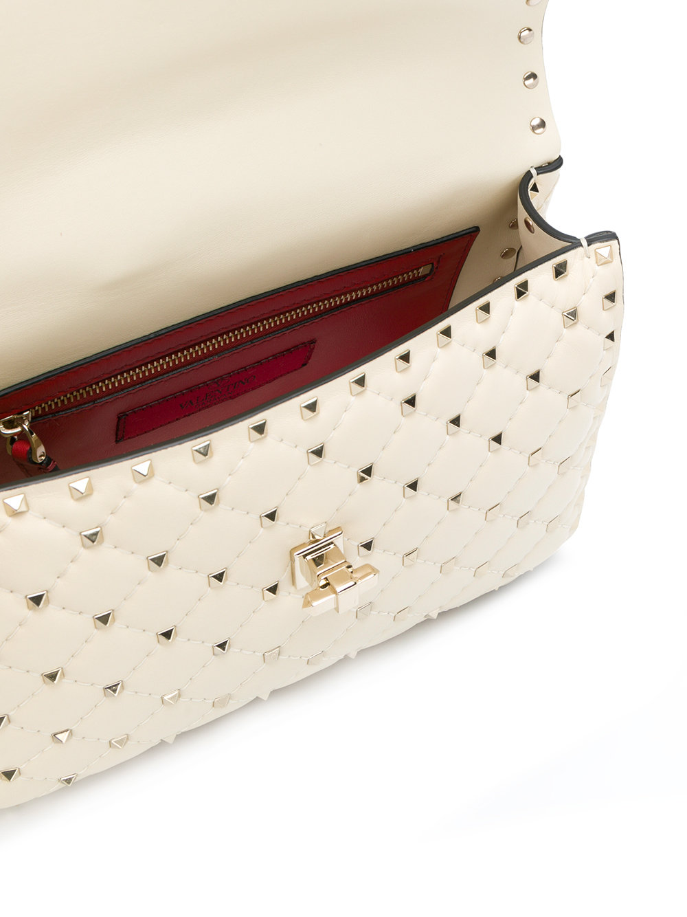 Женская сумка на цепочке Valentino Garavani Rockstud Spike белая