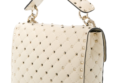 Женская сумка на цепочке Valentino Garavani Rockstud Spike белая