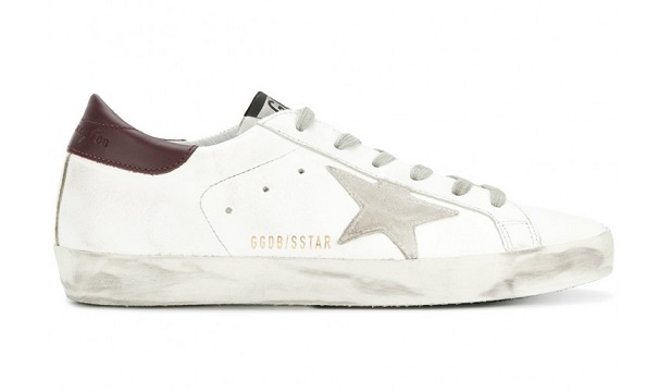 Кеды Golden Goose Superstar белые c бордовой пяткой