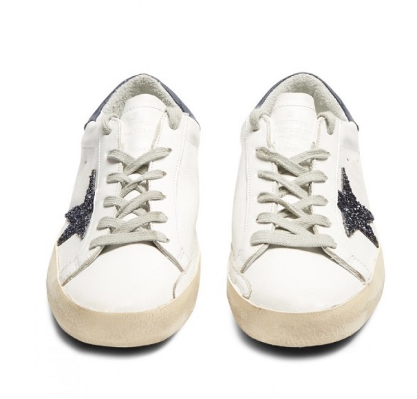 Кеды Golden Goose Superstar белые комбинированные с черной звездой из блесток