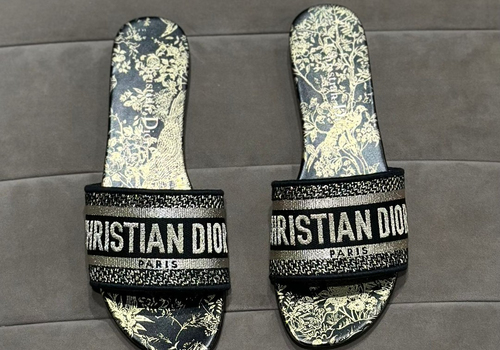 Женские черные шлепки Christian Dior