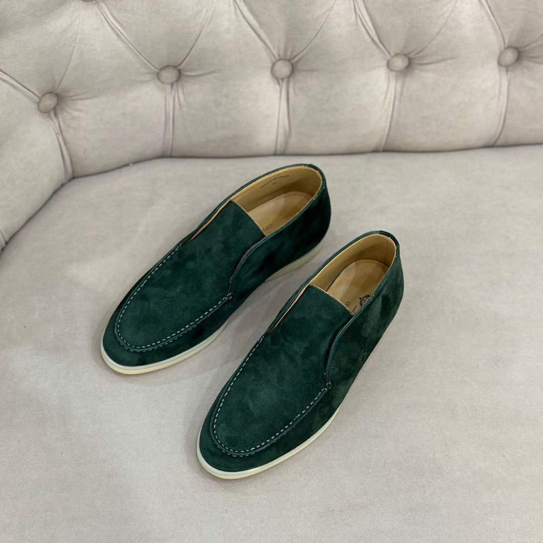 Замшевые женские ботинки Loro Piana зеленые