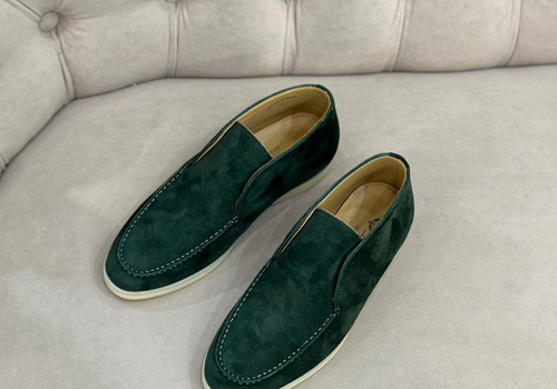 Замшевые женские ботинки Loro Piana зеленые