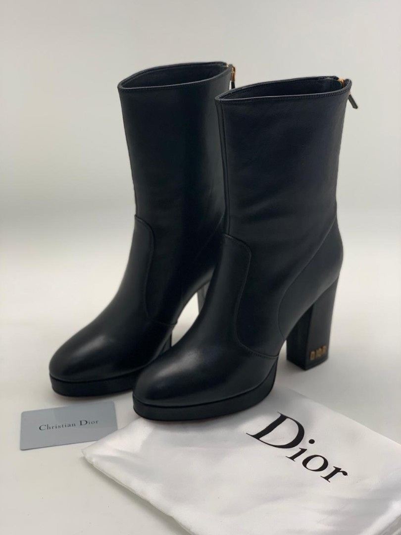 Кожаные ботильоны Christian Dior D-Rise черные