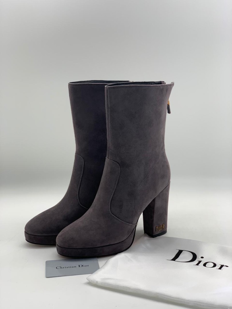 Замшевые ботильоны Christian Dior D-Rise серые