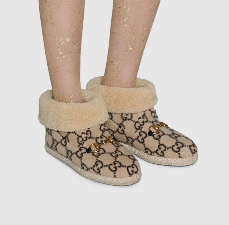 Женские ботинки из шерсти Gucci с узором GG