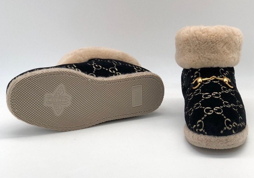 Женские ботинки из шерсти Gucci с узором GG черные