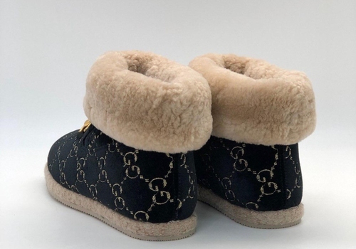 Женские ботинки из шерсти Gucci с узором GG черные