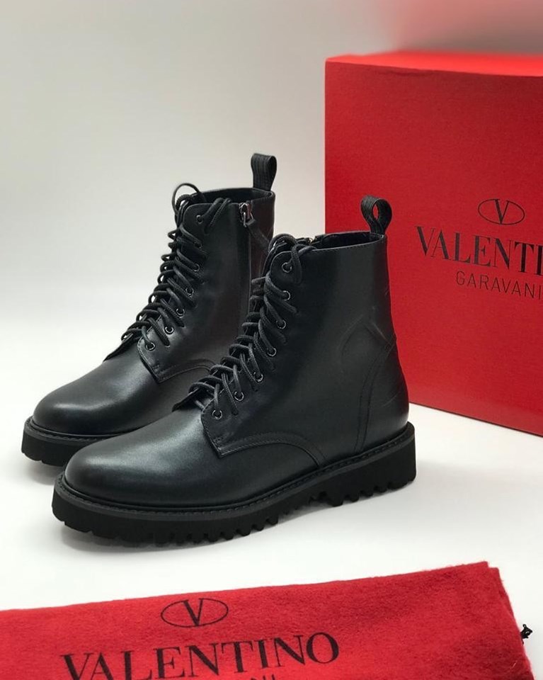 Кожаные ботинки на шнурках Valentino Garavani