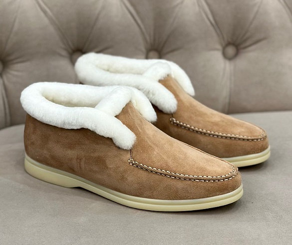 Зимние ботинки с мехом Loro Piana Open Walk коричневые