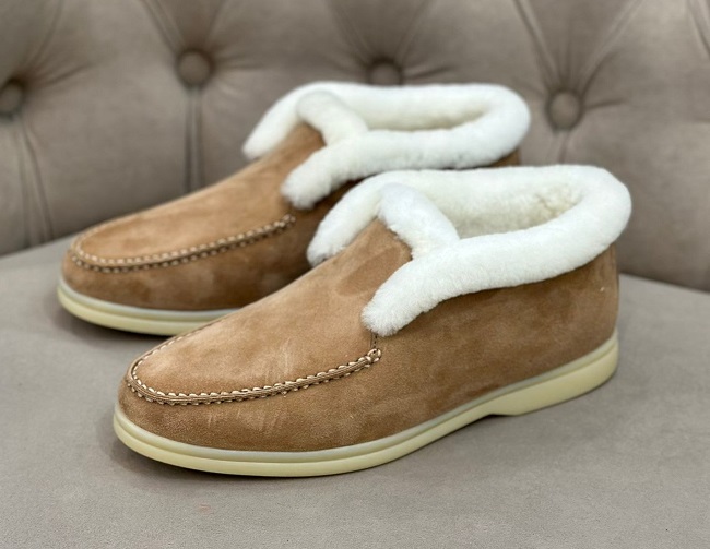 Зимние ботинки с мехом Loro Piana Open Walk коричневые