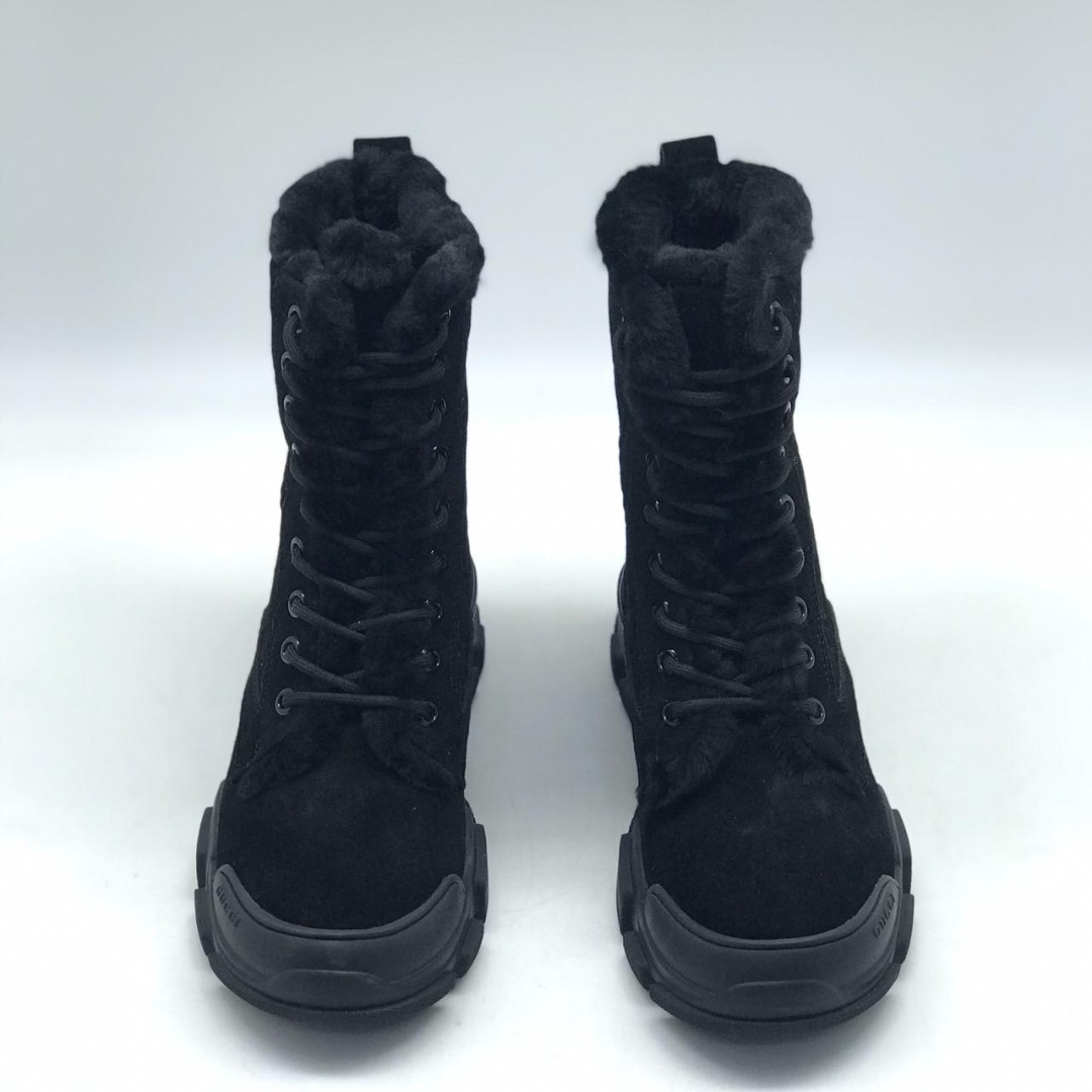 Женские ботинки из замши Gucci черные