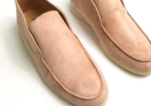 Замшевые розовые женские ботинки Loro Piana