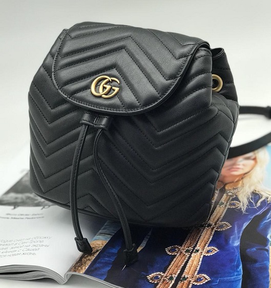 Женский кожаный рюкзак Gucci черный