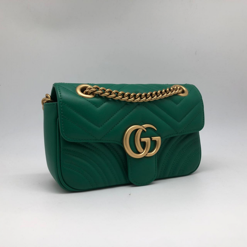 Женская кожаная сумка Gucci Marmont зеленая