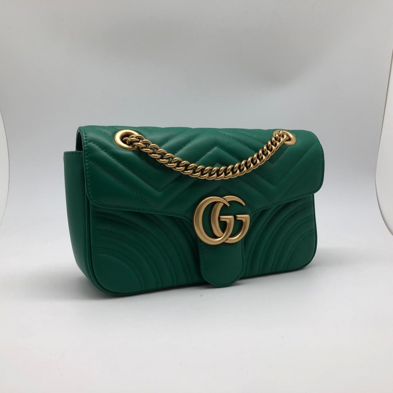 Женская кожаная сумка Gucci Marmont зеленая