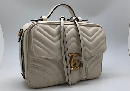 Женская кожаная сумка Gucci Marmont белая