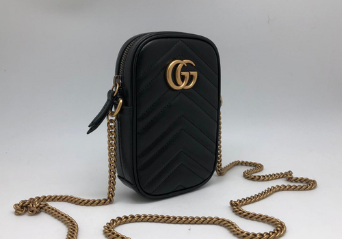 Маленькая кожаная сумка Gucci Marmont черная