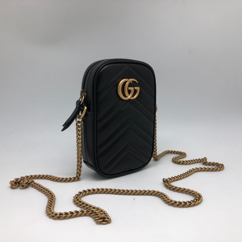 Маленькая кожаная сумка Gucci Marmont черная