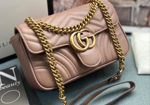 Кожаная сумка Gucci Marmont Mini розовая