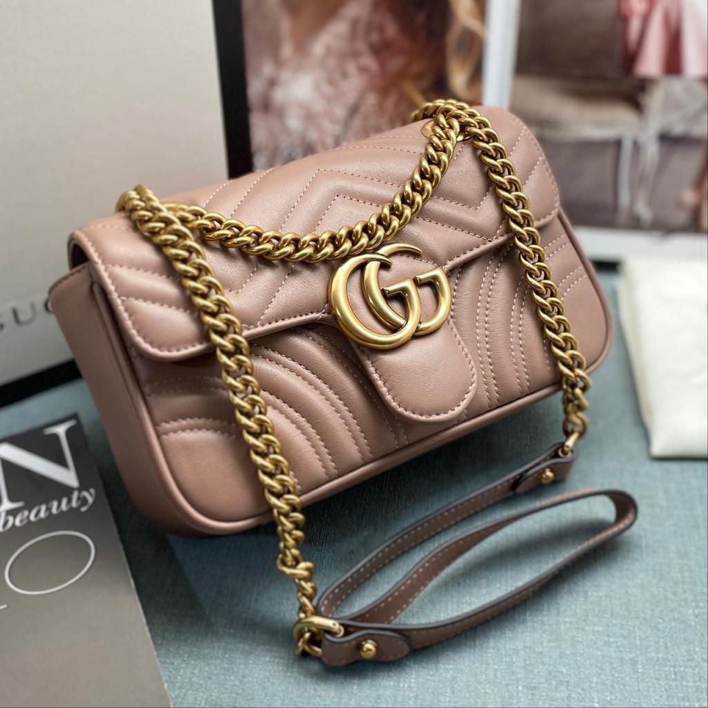 Кожаная сумка Gucci Marmont Mini розовая LM-8011 – Lazurka Mall