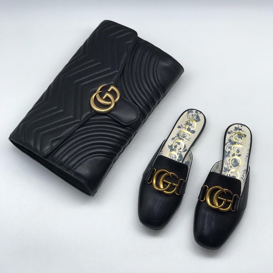 Кожаный клатч Gucci Marmont черный