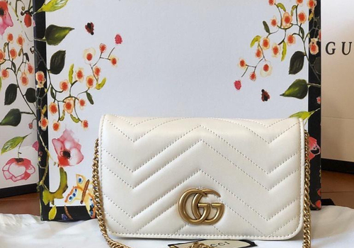 Кожаная сумка Gucci Marmont белая
