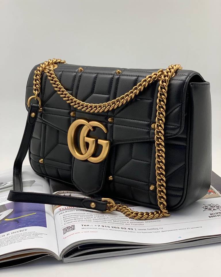 Кожаная сумка Gucci Marmont черная