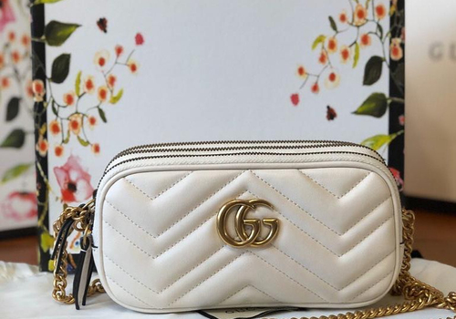 Кожаная сумка Gucci Marmont белая