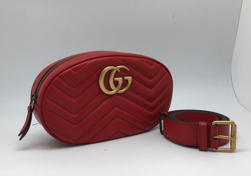 Женская кожаная поясная Gucci Marmont красная