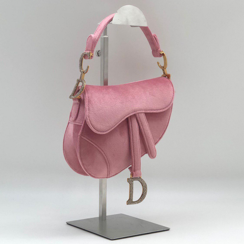 Сумка седло Christian Dior Saddle розовый бархат