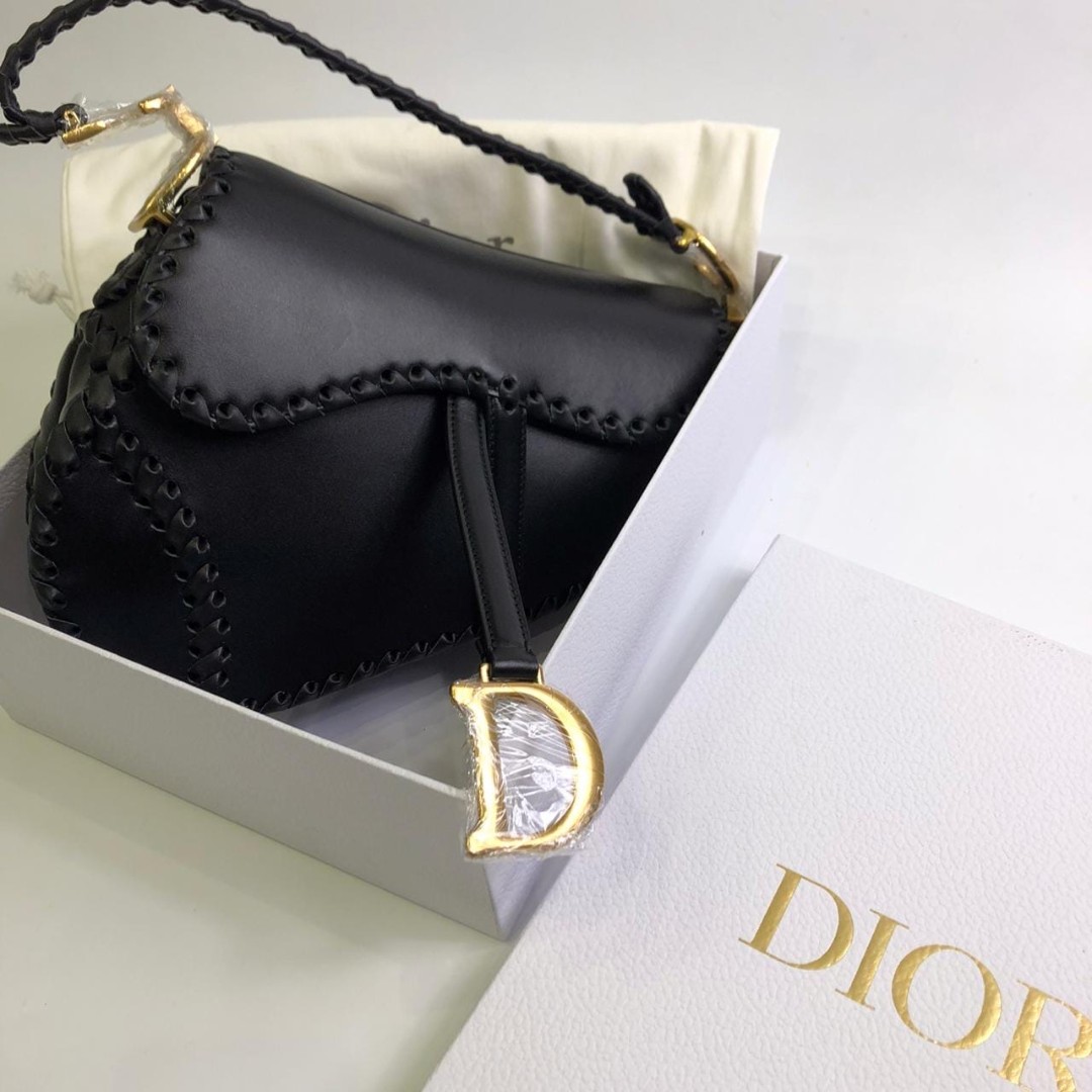 Кожаная сумка седло Christian Dior Saddle черная