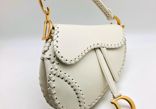 Кожаная сумка седло Christian Dior Saddle белая