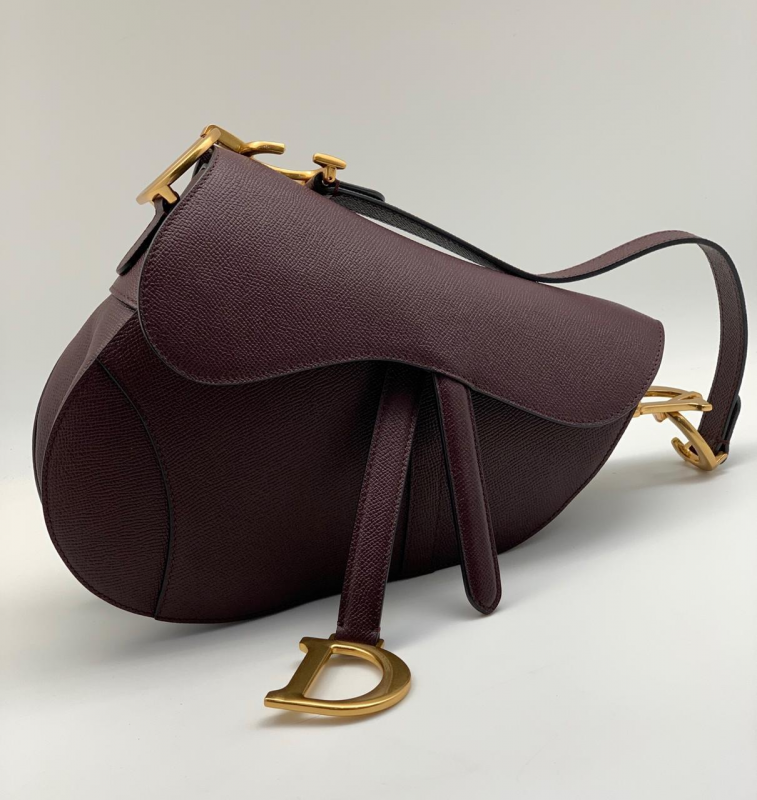 Кожаная сумка седло Christian Dior Saddle бордовая