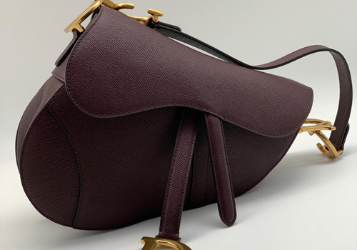 Кожаная сумка седло Christian Dior Saddle бордовая