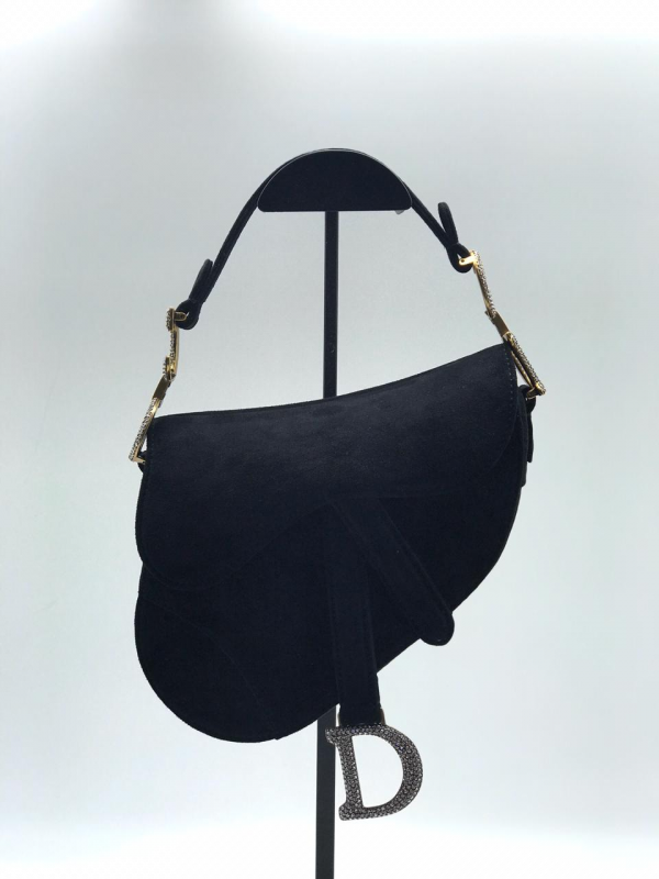 Черная замшевая сумка седло Christian Dior Saddle Mini
