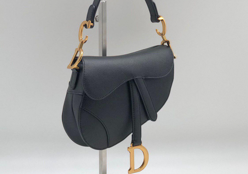 Черная сумка седло Christian Dior Saddle Mini