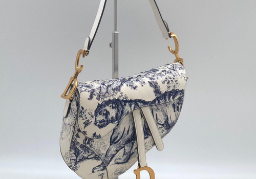 Кожаная сумка седло Christian Dior Saddle голубая