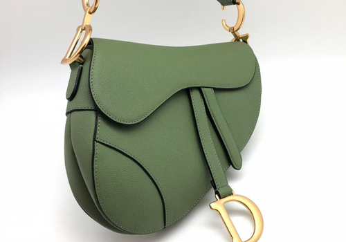 Кожаная сумка седло Christian Dior Saddle зеленая