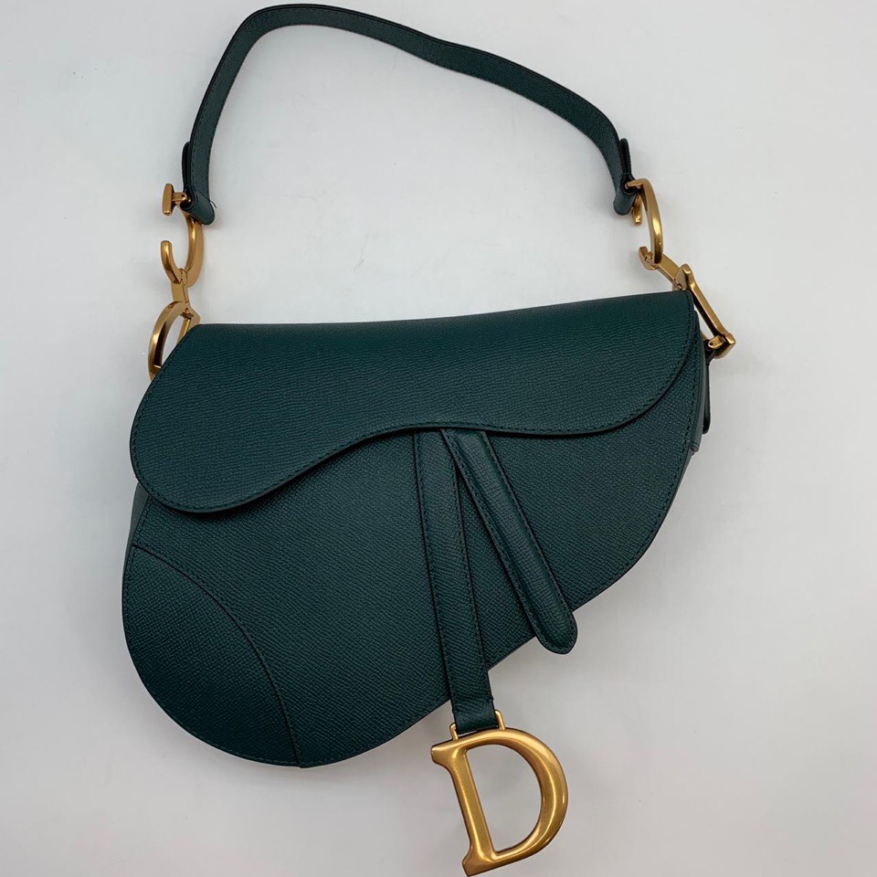 Темно-зеленая сумка седло Christian Dior Saddle