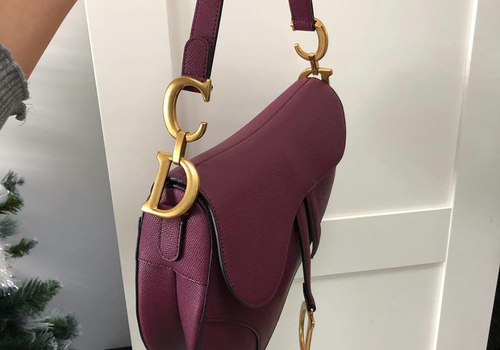 Кожаная сумка седло бордовая Christian Dior Saddle