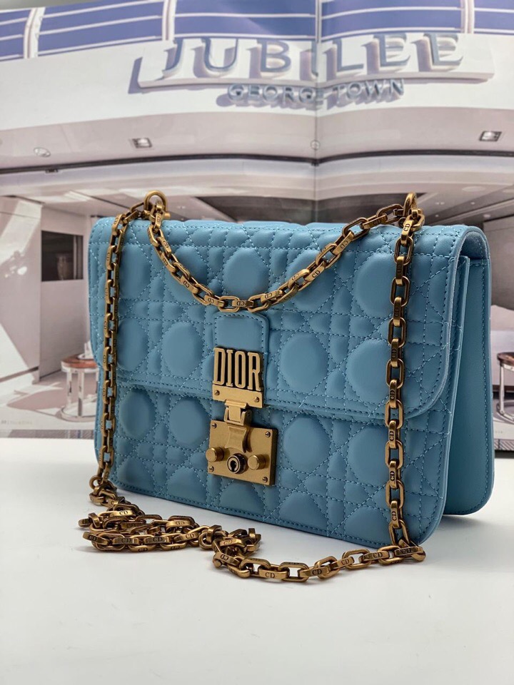 Кожаная сумка Christian Dior Dioraddict голубая