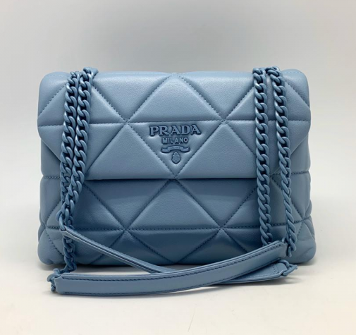 Кожаная сумка Prada Spectrum голубая