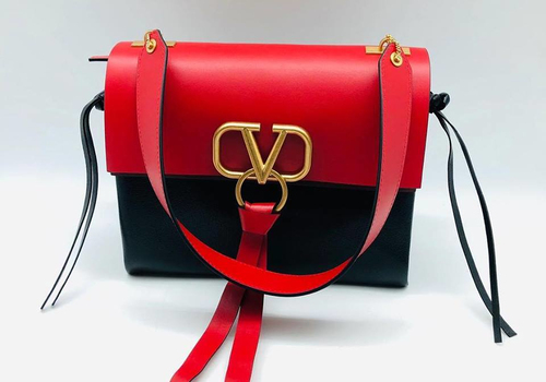 Женская сумка Valentino Vring черная с красным