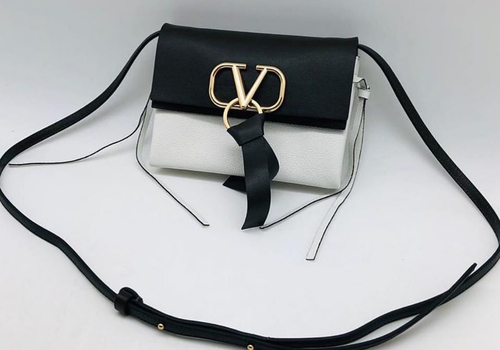 Женская сумка Valentino Vring черная с белым