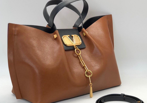 Кожаная сумка Valentino Escape Vlogo коричневая