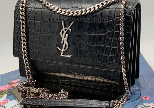 Кожаная сумка Yves Saint Laurent Sunset черная