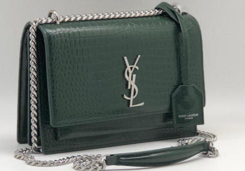 Кожаная сумка Yves Saint Laurent Sunset зеленая