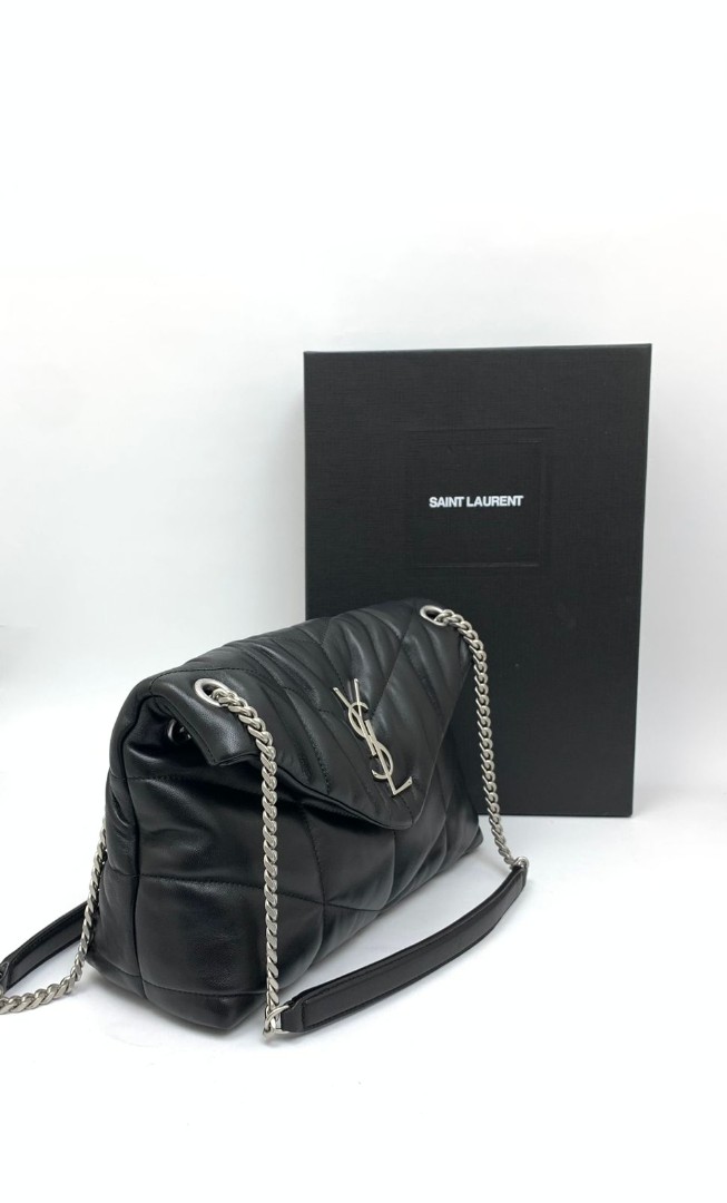 Кожаная сумка Saint Laurent Puffer LouLou Small черная